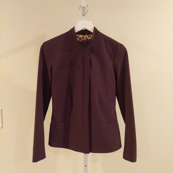 Vtg Cache Blazer Size 2 Brown Zip Front Bishop Collar Pockets Office Career - Picture 1 of 8